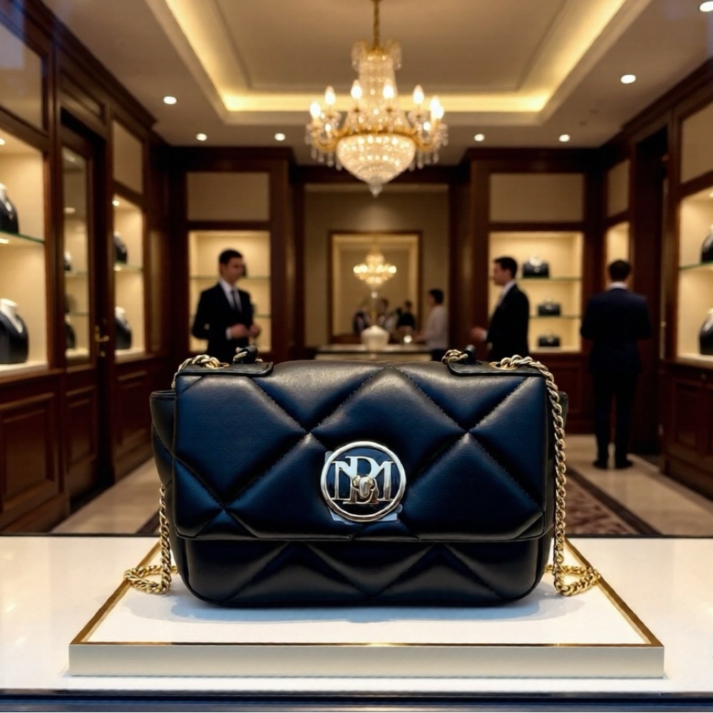 Badgley Mischka Quilted Black Letter Turn Lock Handbag Crossbody NWT